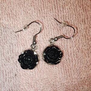Black Rose dangle earrings